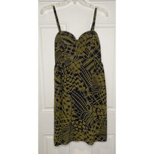 Maple Anthropologie Size 10 100% Silk Green Blue Sweetheart Silken Stitches